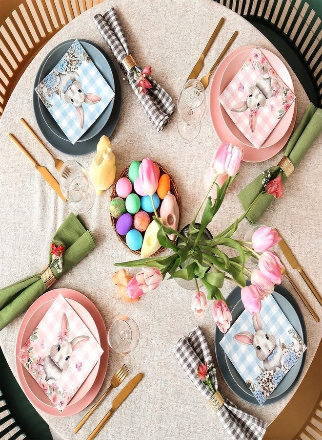 Chivertion 100pcs Bunny Paper Napkins Easter Disposable Napkins Spring Rabbit Luncheon Napkin for Decoupage Easter Birthday Party Tableware Supplies Decor, 6.5 x 6.5 Inch - Image 4